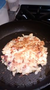 Flipped the okonomiyaki.